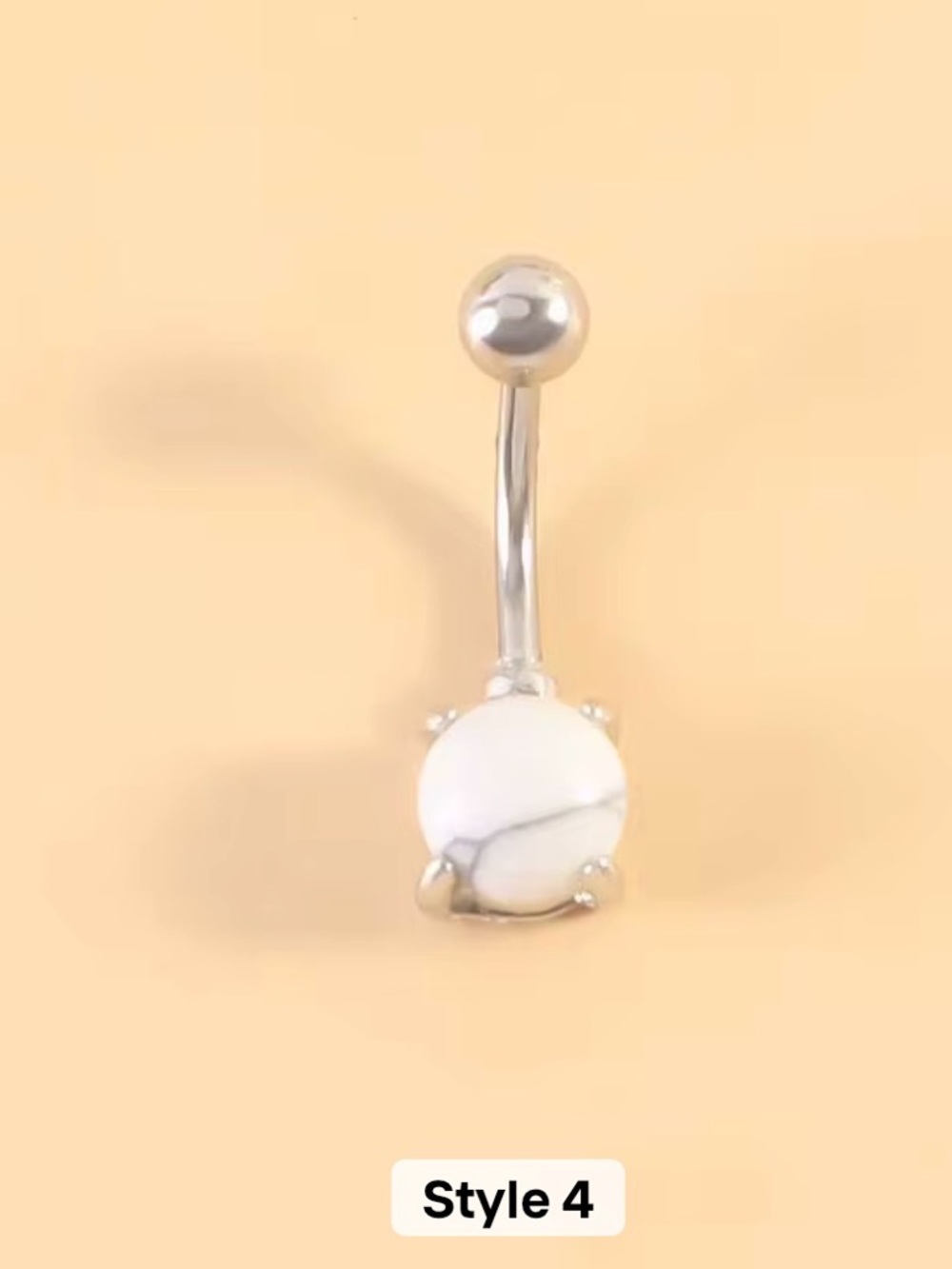 Silver Belly Button Ring w/Gemstone
